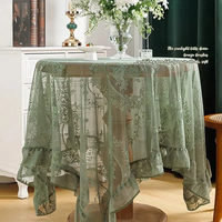 Nappe de table ronde en dentelle brodée style Rococo, motif découpé, pour décoration intérieure, fête, vente en gros, blanc et vert, France INS