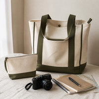 Sac fourre-tout réutilisable à marque privée avec poignées en corde, idéal pour les projets d'emballage réutilisable