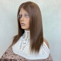 Peluca de Cabello Humano Virgen Natural con Frente de Encaje 13x4, Doble Trama, Color Marrón Oscuro, Línea de Cabello Natural
