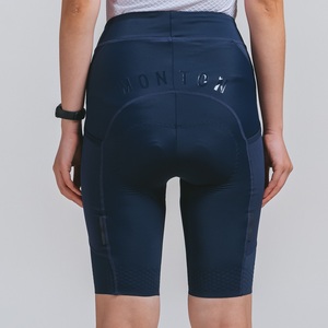 Vêtements de sport Short de cyclisme taille haute pour femmes Short de vélo 2 poches latérales Pantalon de vélo de compression avec logo personnalisé Bleu rembourré - Product Image 4
