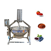 Marmite de cuisson industrielle en acier inoxydable grande capacité avec spatule mélangeuse pour pâte de curry et sauce chili