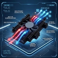 Module thermique intégré avec dissipateur de chaleur usiné en profilé aluminium et ventilateur de refroidissement CC pour équipement embarqué, mini PC et refroidisseur de GPU
