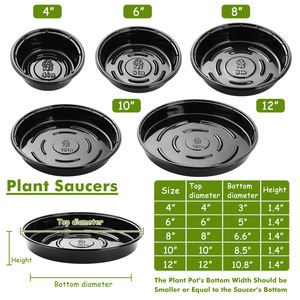 Soucoupes et plateaux modernes en plastique pour pots de 4 à 20 pouces – Légers, grande capacité, noirs, pour usage intérieur/extérieur - Product Image 2