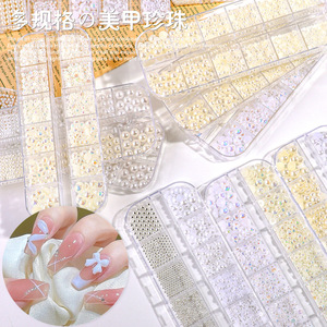 Perlas de Decoración para <span class=keywords><strong>Uñas</strong></span> Acrílicas, Redondas y Semirredondas, de Diferentes Tamaños, Joyería de Perlas, Diamantes de Lujo, Camelia, en Caja - Product Image 2