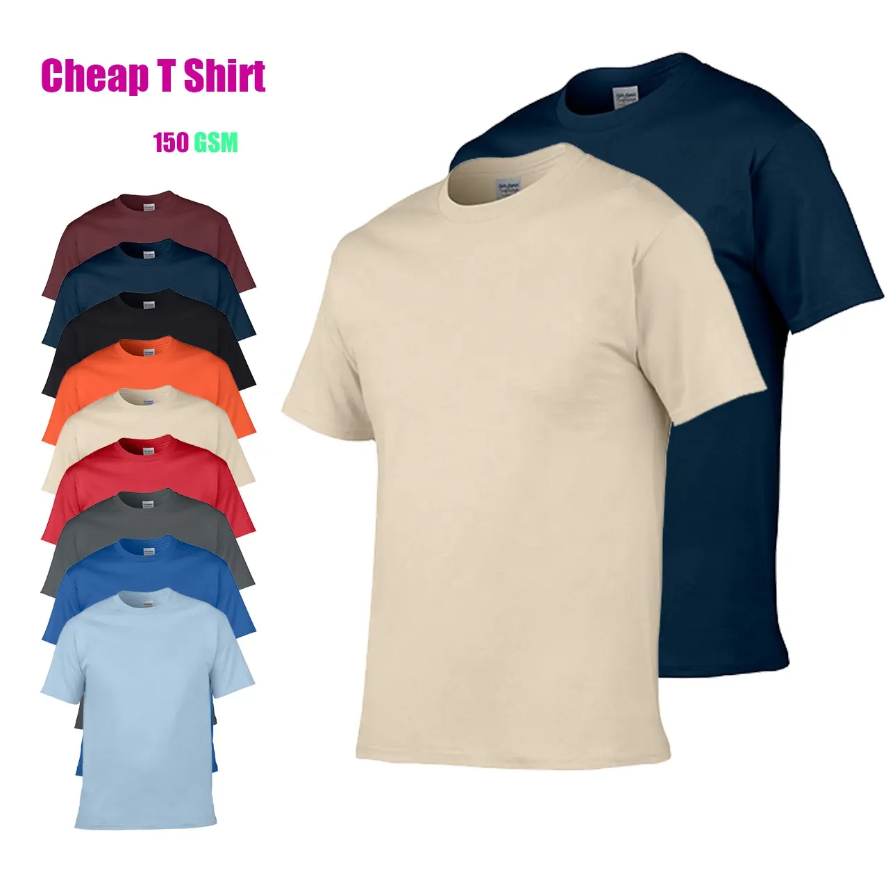 Chất Lượng Cao Trống Màu Đen T-Shirt Chất Lượng 100% Cotton T-Shirt Tùy Chỉnh In Logo Người Đàn Ông Của O-Cổ Áo T-Shirt