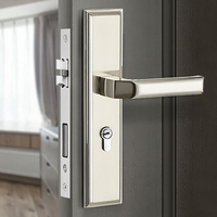 Poignées de Porte Intérieures et Serrures Haut de Gamme en Zinc-Aluminium Antirouille pour Hôtels et Résidences, avec Clé, pour Portes en Bois