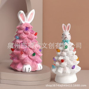 กระต่ายอีสเตอร์เครื่องประดับต้นคริสต์มาสไฟ LED ตกแต่งภายในรูปกระต่ายเรซินสังเคราะห์ของขวัญตกแต่ง - Product Image 2
