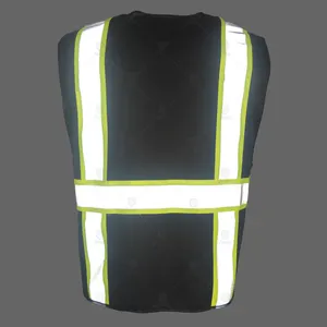 100% Polyester Mesh Fabric Yellow Construction Safety Vests Reflective Security Vest Multi Pockets Work Wear