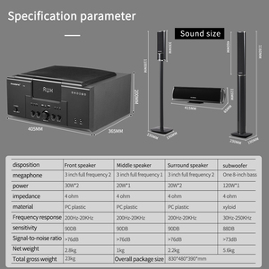 5.1 surround rạp hát tại nhà hệ thống với Karaoke USB không dây micro khuếch đại Loa BT nhà hát hệ thống - Product Image 6