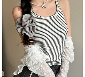 Camiseta sin Mangas a Rayas Estilo Pure Desire para Mujer, 100% Algodón, Ajustada, para Usar en Capas o al Aire Libre - Product Image 5