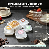 Boîte à pain et desserts jetable en plastique PET transparent carré, anti-buée, avec logo personnalisé, vente en gros
