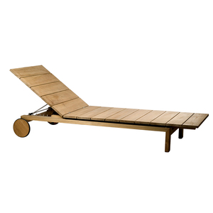 Canapé-lit d'extérieur avec table basse, lit de soleil individuel en teck imperméable pour jardin, inclinable et réglable, avec support métallique - Product Image 6