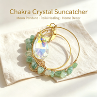 Attrape-soleil en cristal naturel Chakra, pendentif lune, pierre brute en éclats, prisme, ornement suspendu pour fenêtre, guérison Reiki, décoration intérieure, cadeau