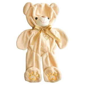 Venta al por mayor Unstuffed Teddy Bear Skins Brown Bowknot Bear Plushie Skin Doll Semiacabado Teddy Bear Peluche Skin Toy