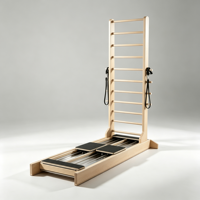 Reformer Pilates en bois d'érable à double direction, lit d'entraînement multifonctionnel pour le renforcement du tronc, pour studio, salle de sport, rééducation et fitness