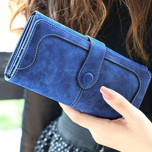 กระเป๋าคลัทช์ทรงยาวมีช่องใส่บัตรหลายช่องสำหรับผู้หญิงกระเป๋าใส่เหรียญหนัง PU ผิวด้านแบบย้อนยุคกระเป๋าสตางค์แบบพับสองทบอเนกประสงค์ - Product Image 5