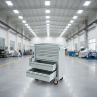 Chariot d'atelier à roulettes robuste à 7 tiroirs avec poignée latérale, verrouillable, revêtement thermolaqué OEM pour garage et atelier