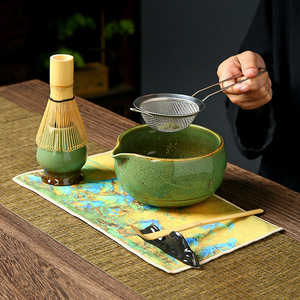 Ensemble de cérémonie du thé Song Dynasty Bol à thé en céramique et support de fouet en porcelaine Fouet en bambou Tissu à thé Matcha Ensemble de fabrication - Product Image 5
