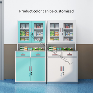 <span class=keywords><strong>Armoire</strong></span> médicale en acier de 1500 mm avec portes vitrées, 4 tiroirs, rangement pour <span class=keywords><strong>pharmacie</strong></span>, dessus en acier inoxydable, base sécurisée, serrure de sécurité, durable - Product Image 6