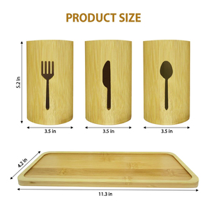Support de présentation pour ustensiles de cuisine en bambou, porte-couverts, porte-argenterie, porte-couteaux, porte-vaisselle, poche pour couverts - Product Image 4