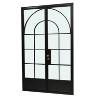 Portes françaises en acier et verre Anhui Hotian pour l'extérieur et l'intérieur, noires, insonorisées, double porte pour maison