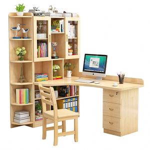 AILICHEN <span class=keywords><strong>Scrivania</strong></span> in Legno Massello con Libreria Integrata, <span class=keywords><strong>Scrivania</strong></span> per Studio Bambini, <span class=keywords><strong>Scrivania</strong></span> ad Angolo Integrata per Computer - Product Image 1