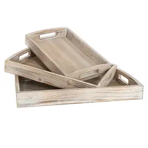 Прямоугольная тарелка ручной работы для хранения ювелирных изделий Декоративная кожаная бамбуковая деревянная подносы для сервировки еды для мебели для столовой