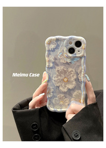 Funda para Teléfono con Pintura al Óleo de Flores Azules para iPhone 15 14 Pro Max 13 12 11 14 Plus, Funda Suave para Mujer - Product Image 4