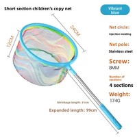 Jaring Ikan Teleskopik Bongkar Pasang Bahan Stainless Steel, Tongkat Teleskopik, Portabel, untuk Berkemah, Anak-anak, dan Aktivitas Luar Ruangan