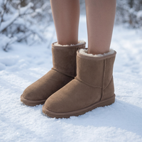 Bottes d'hiver super chaudes mi-mollet les plus vendues, chaussures de haute qualité en peau de mouton australienne double face