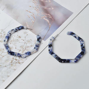 Boucles d'oreilles tendance style vintage grand format octogonales, motif léopard, en résine acétate et acrylique, <span class=keywords><strong>bijoux</strong></span> cercle - Product Image 5