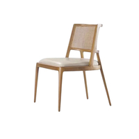 JP Nordic Wabi Sabi Style Chaise de salle à manger en bois massif Rétro Rotin Tissé Hôtel Restaurant Casual Dossier Design moderne pour l'école