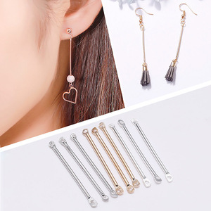 Tiges de connexion à double trou, supports d'oreille cylindriques, accessoires de bijoux plaqués argent, rhodium, or KC et fer pour clous d'oreilles - Product Image 3