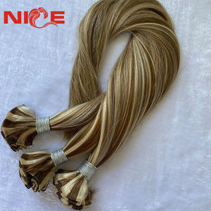 二重描画ロシア髪目に見えない天然ビーズ列1人のドナー100% バージンヘア手で結ばれた横糸 - Product Image 2