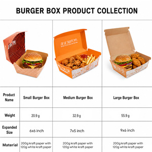 Caja de Papel Kraft Biodegradable Rectangular Impresa Personalizada para Hamburguesas, Envase Desechable de Grado Alimenticio para Hamburguesas, Pollo Frito y Otros Alimentos - Product Image 5