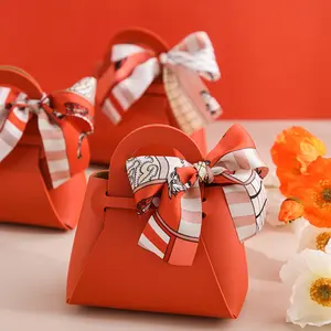 Wedding Leather Candy Box Basket Favors Gift Box Candy Handbag Packaging Box for Wedding Party