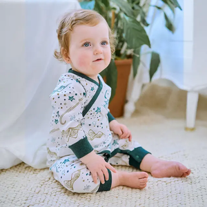 Taglie estive per bambini-12 e 18 mesi pigiama in tessuto di bambù organico in morbido cotone organico a manica lunga <span class=keywords><strong>Kimono</strong></span> pagliaccetto - Product Image 1