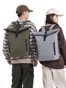Large capacity unisex <b>roll</b>-<b>top</b> <b>backpack</b>, waterproof Oxford notebook <b>backpack</b> with durable polyester lining, suitable for leisure - Product Image 3