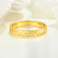 YILUN 18K Massivgold Gravierter Bandring Blattmuster Minimalistischer Edler Hochzeitsschmuck für Herren und Damen