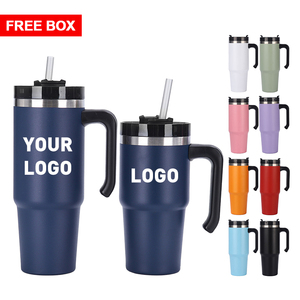 แก้วน้ำสแตนเลสเก็บความร้อนสองชั้น ขนาด 30 ออนซ์ 20 ออนซ์ พร้อมหลอดดูดและหูจับ สกรีนโลโก้ส่วนตัวได้ - Product Image 1