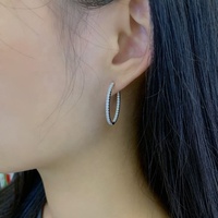 Ruyi Boucles d'oreilles créoles en or 14 carats de luxe pour femmes All-Match Shiny Circle Diamond 1ctw-Fashionable Boucles d'oreilles Bijoux