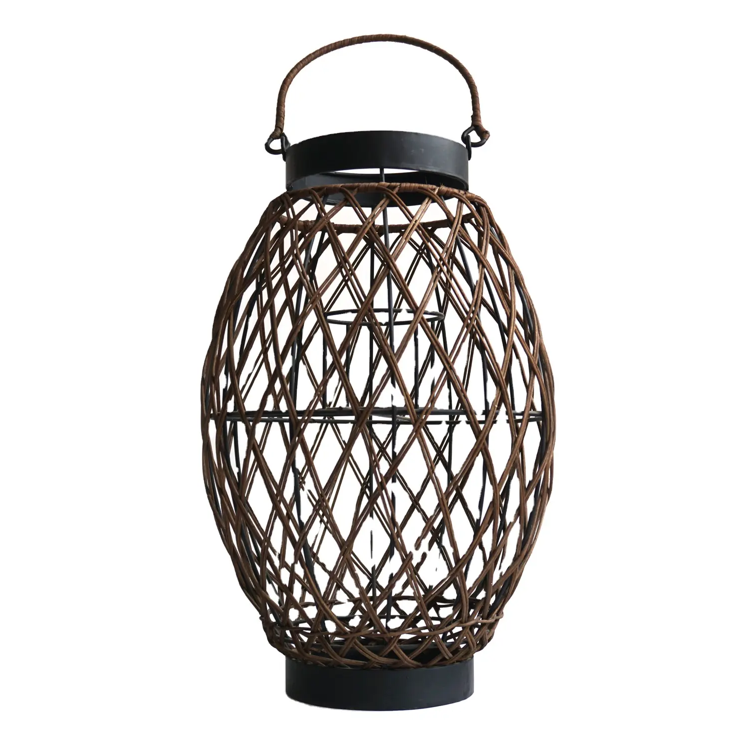 XH Wholesale factory organizer antique home decor lampshade handmade brown rattan resin wicker wind lamp with handle