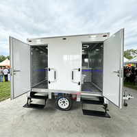 Remorque WC portable à 2 cabines, WC jetables, remorque WC de luxe pour événements ou chantiers
