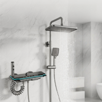 Ensemble de douche mural de luxe en céramique brossée avec LED, mitigeur simple en alliage d'aluminium, système de douche pluie douce pour projets de rénovation hôtelière