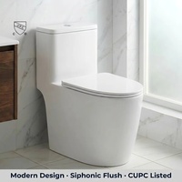 WC monobloc à double chasse, chasse à jet siphonique, hauteur confort, conforme ADA, CUPC, WaterSense, entièrement émaillé blanc