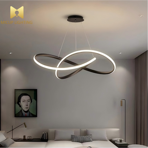 Lustre double anneau en silicone, style nordique minimaliste, design créatif américain, luxe léger, pour restaurant, cuisine, salon et chambre - Product Image 2