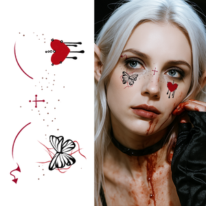 สติกเกอร์รอย<span class=keywords><strong>สัก</strong></span>ฮาโลวีนฮาโลวีนฮาโลวีนฮาโลวีน<span class=keywords><strong>หัวใจ</strong></span>เลือดผีเสื้อ<span class=keywords><strong>สี</strong></span>ดำน่าขนลุกแต่งหน้า<span class=keywords><strong>รอย</strong></span><span class=keywords><strong>สัก</strong></span>กันน้ำสำหรับหน้าแขน - Product Image 1