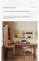 Bureau d'ordinateur double en bois massif en forme de 7, réglable, long, pour fenêtre, design simple pour bureau à domicile et étude