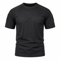 Chemise tactique décontractée pour homme, manches courtes, camouflage, tee-shirt de combat, manches raglan, séchage rapide, respirant, entraînement en plein air, 100% polyester