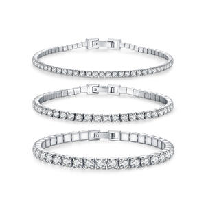 Cadena de tenis y anillo delicado de plata de ley 925 chapada en oro con circonita cúbica, estilo Hip Hop Bling, joyería de regalo - Product Image 1